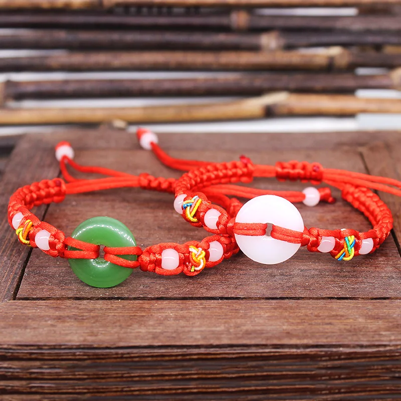 Women Accessories Bracelet - 진짜 옥 도넛 팔찌 천연 보석