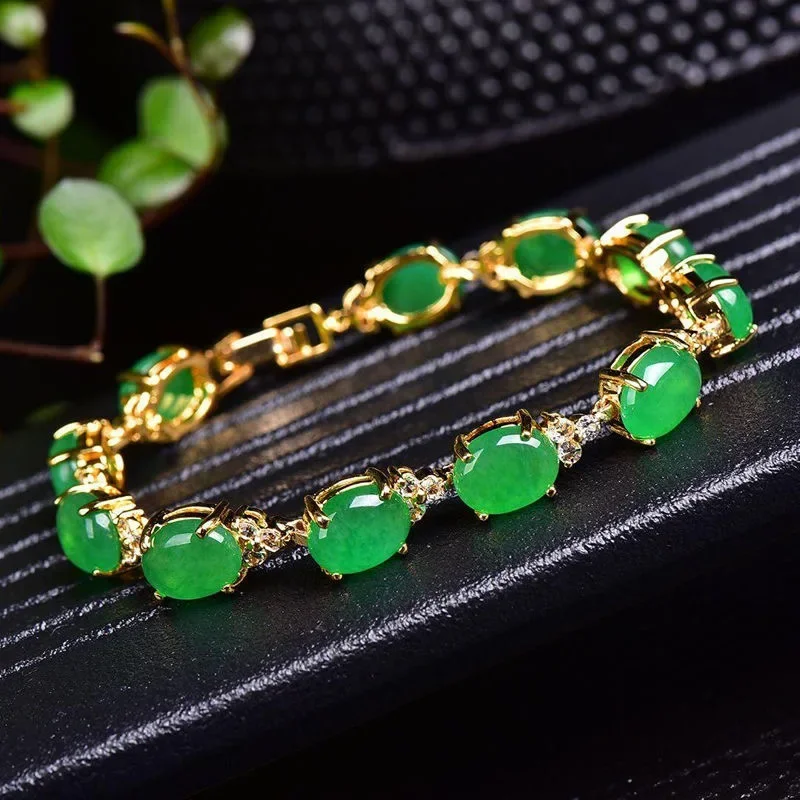 Women Accessories Bracelet - 자연 녹색 옥 마노 사랑 비즈