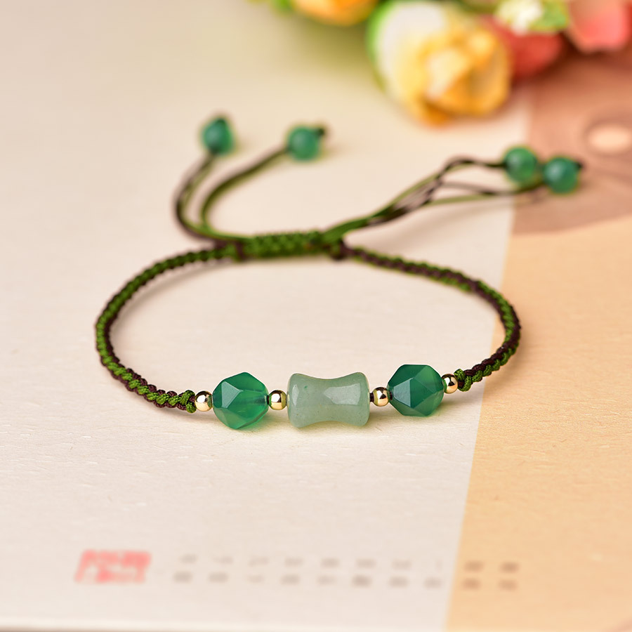 Women Accessories Bracelet - 녹색 천연 옥 비즈 팔찌 여성을위한