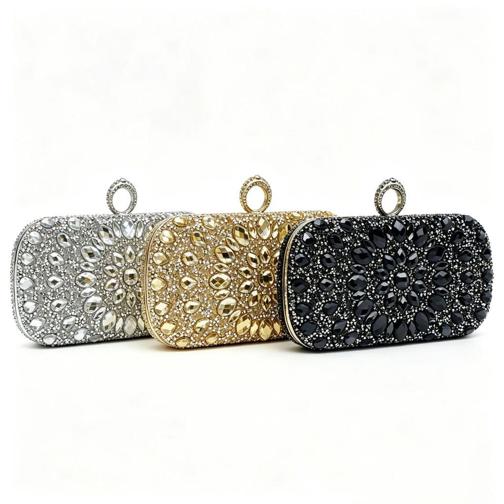 Wallet Chain Bag - 풀 다이아몬드 이브닝 백 럭셔리 라인스톤