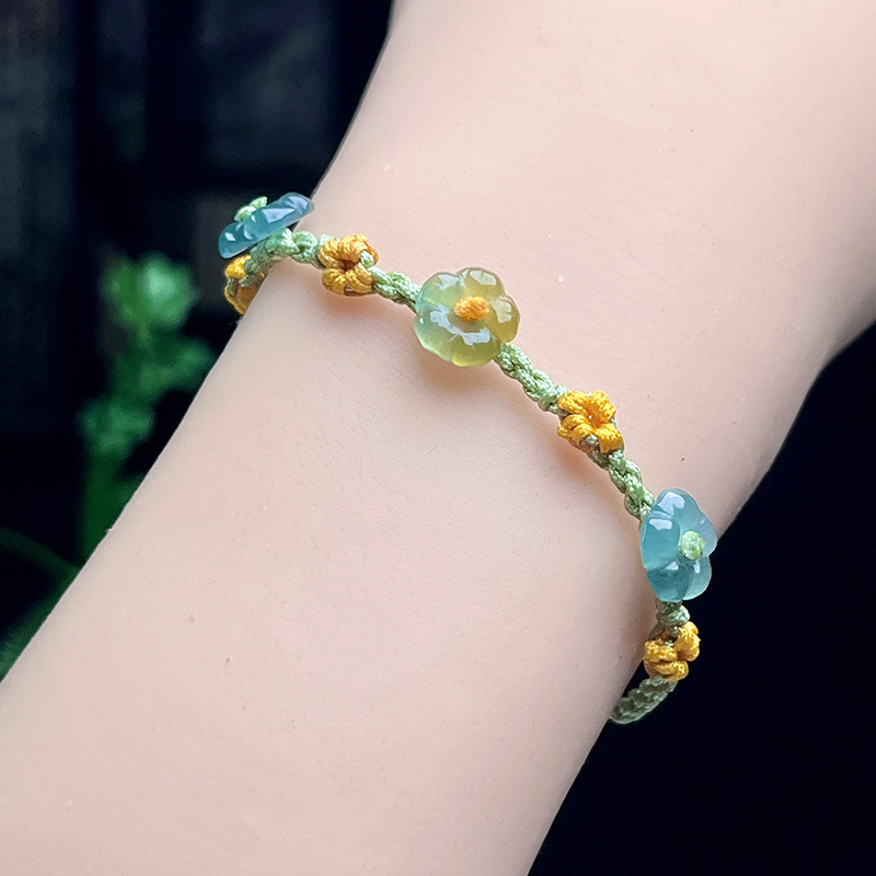 Women Accessories Bracelet - 미얀마 경옥 꽃 팔찌 여성을위한 진짜