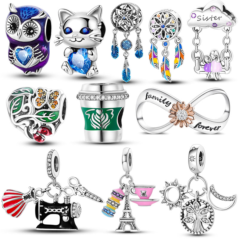 Women Accessories Pandora - 실버 도금 매력 비즈 이어폰 펜던트