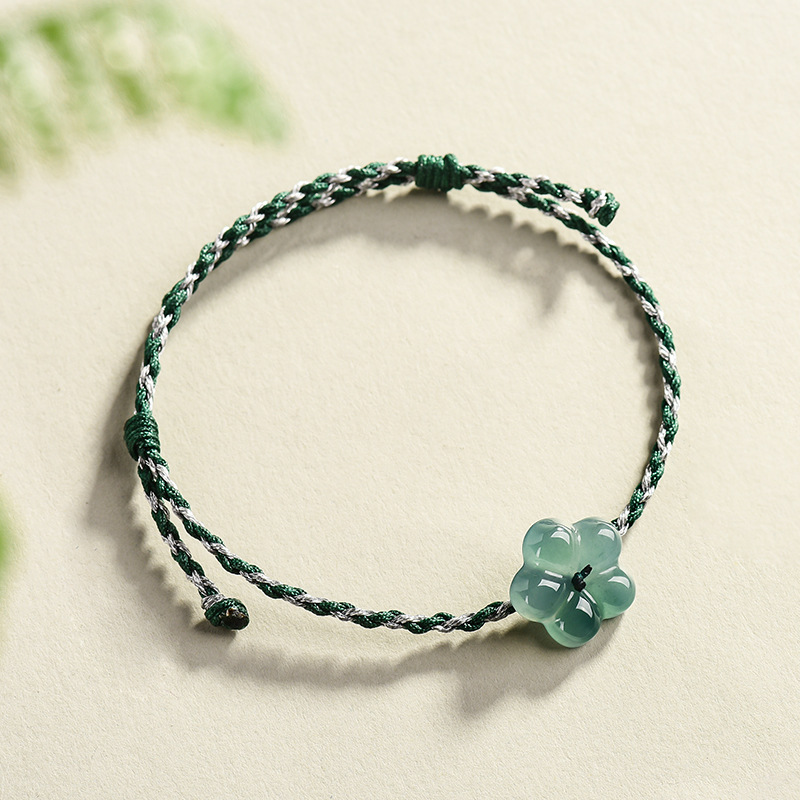 Women Accessories Bracelet - 버마산 경옥 꽃 팔찌 천연 옥