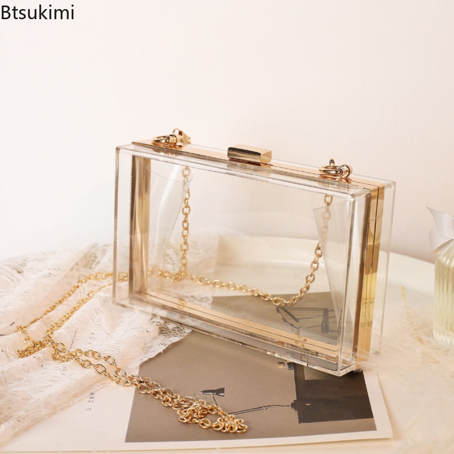 Wallet Chain Bag - 패션 투명 아크릴 이브닝 클러치 백