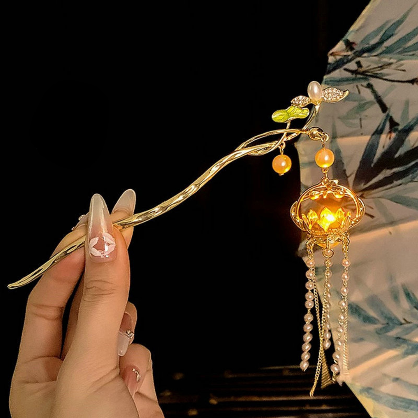 빛나는 꽃 머리핀 절묘한 연꽃 꽃무늬 태슬 헤어 스틱  - Pearl Hair Pin 리뷰 및 가격