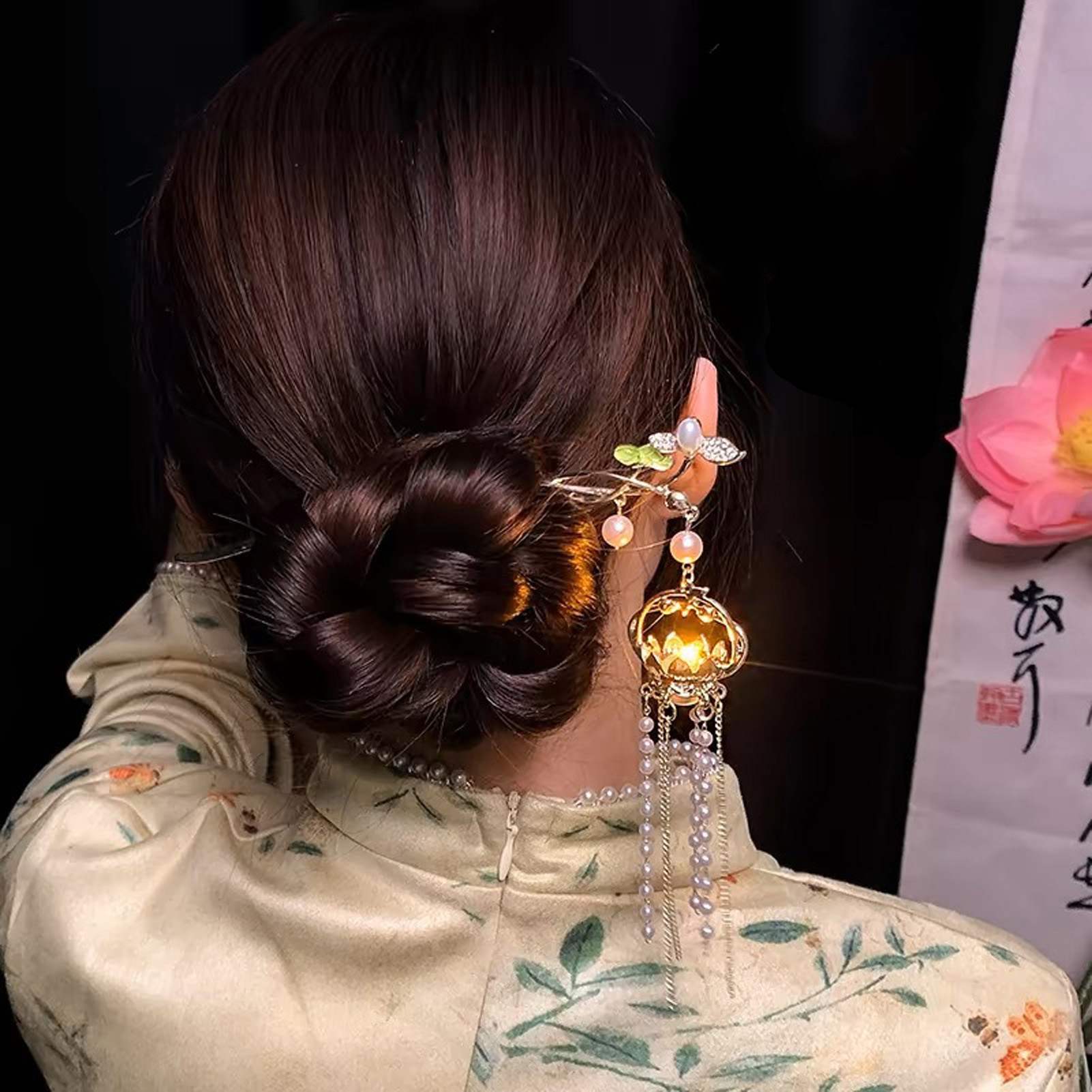 빛나는 꽃 머리핀 절묘한 연꽃 꽃무늬 태슬 헤어 스틱  - Pearl Hair Pin 리뷰 및 가격