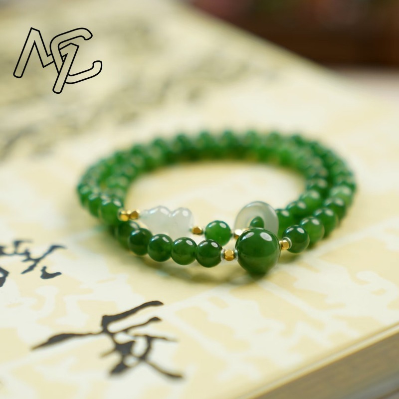 천연 옥 녹색 더블 서클 조롱박 팔찌 액세서리 보석 참 - Women Accessories Bracelet 리뷰 및 가격
