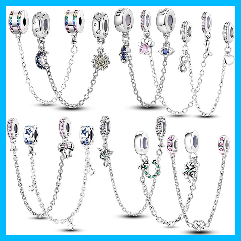 실버 도금 레인보우 문 안전 체인 참 오리지널 팔찌 가 - Women Accessories Pandora 리뷰 및 가격
