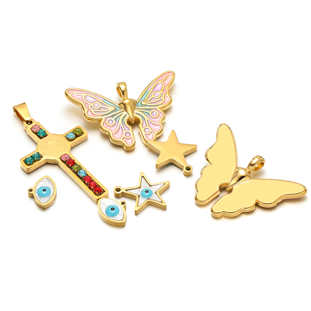 5 개/몫 스테인레스 스틸 에나멜 스타 나비 매력 크로 - Women Accessories Pack 리뷰 및 가격