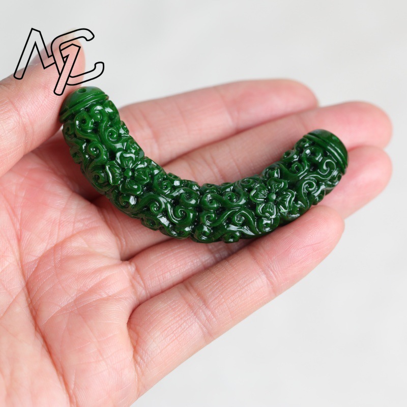 1pc 천연 녹색 옥 드래곤 벤딩 스트립 DIY 팔찌  - Women Accessories Bracelet 리뷰 및 가격