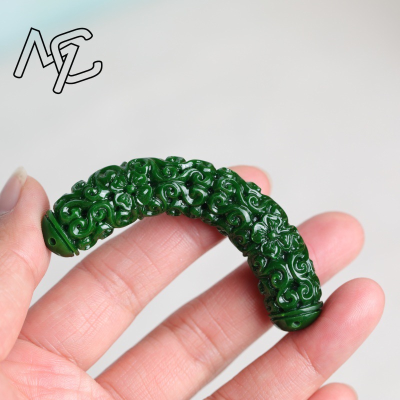 1pc 천연 녹색 옥 드래곤 벤딩 스트립 DIY 팔찌  - Women Accessories Bracelet 리뷰 및 가격