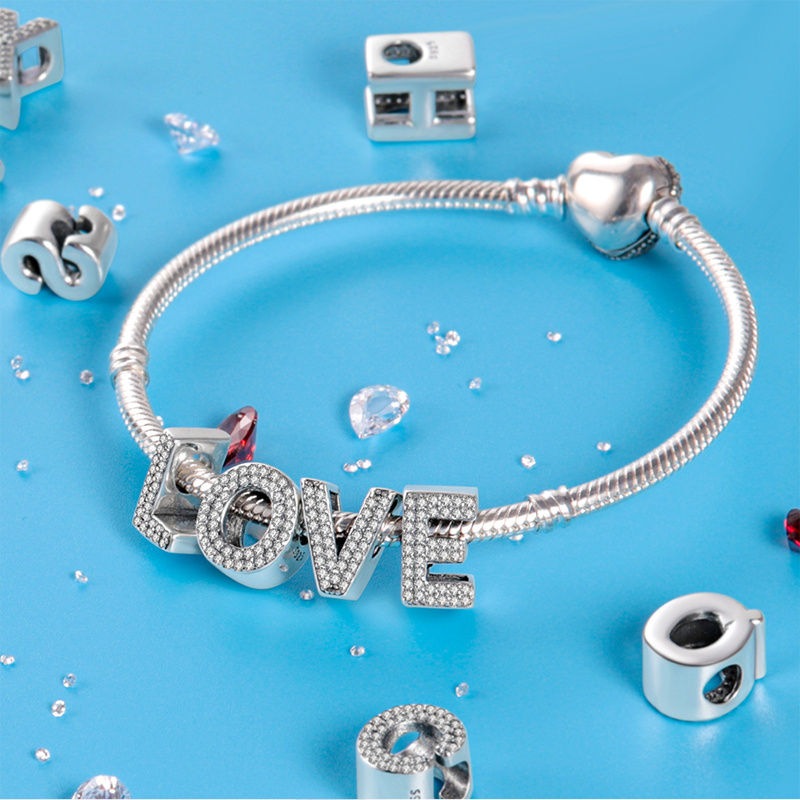 핫세일 실버 925 참스 핑크 지르콘 파베 26개 알파 - Women Accessories Pandora 리뷰 및 가격