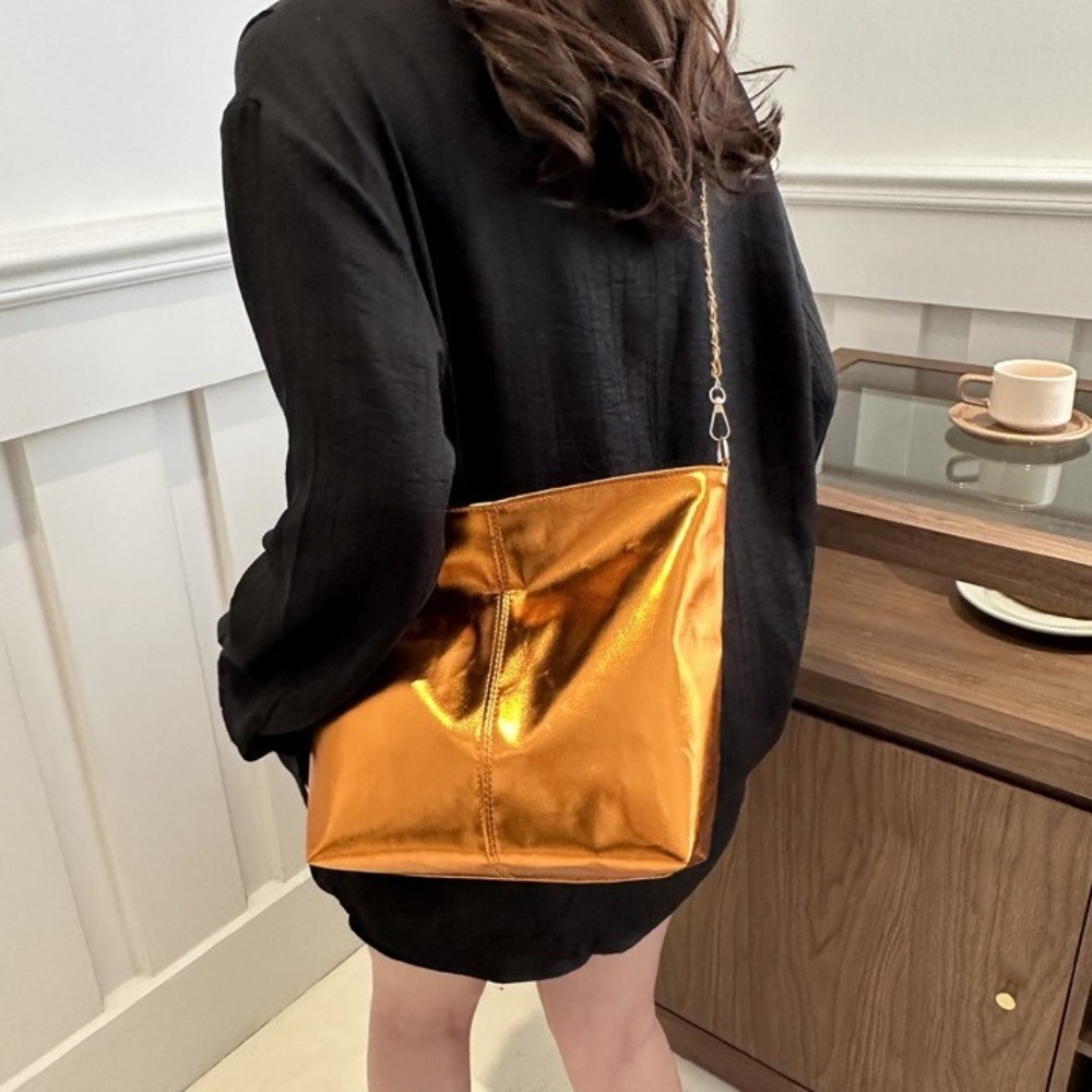 레트로 반짝 이는 PU 가죽 토트 백 대용량 지갑 체인 - Wallet Chain Bag 리뷰 및 가격