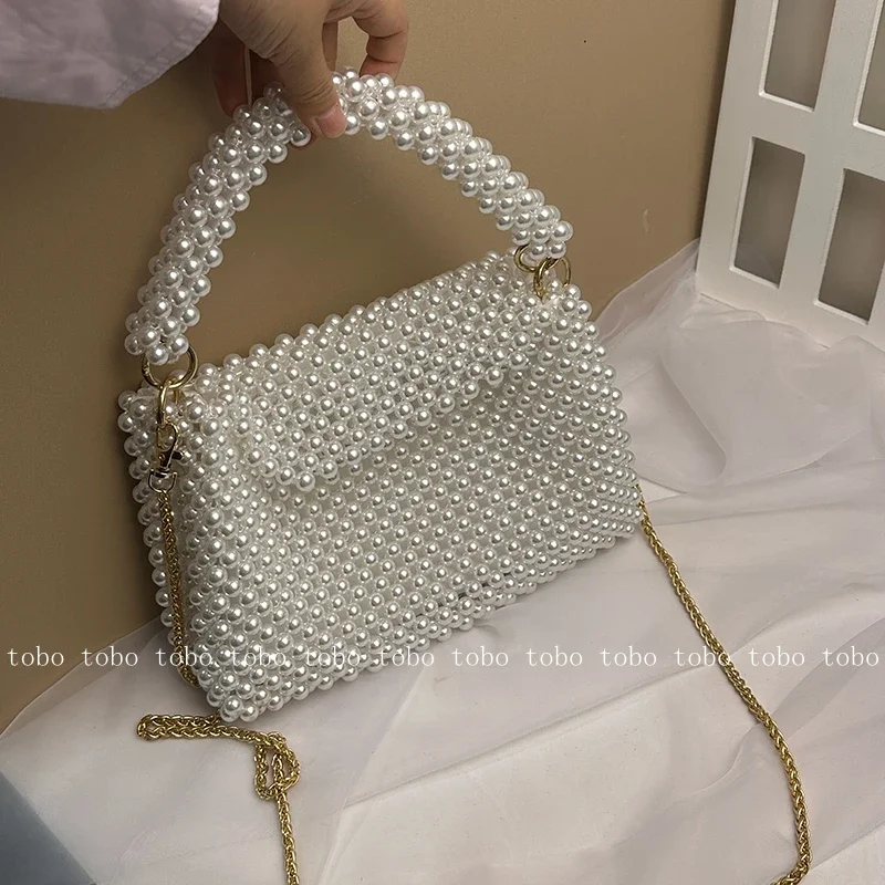 Ins 여성용 진주 비즈 지갑, 할로우 아웃 토트백,  - Wallet Chain Bag 리뷰 및 가격