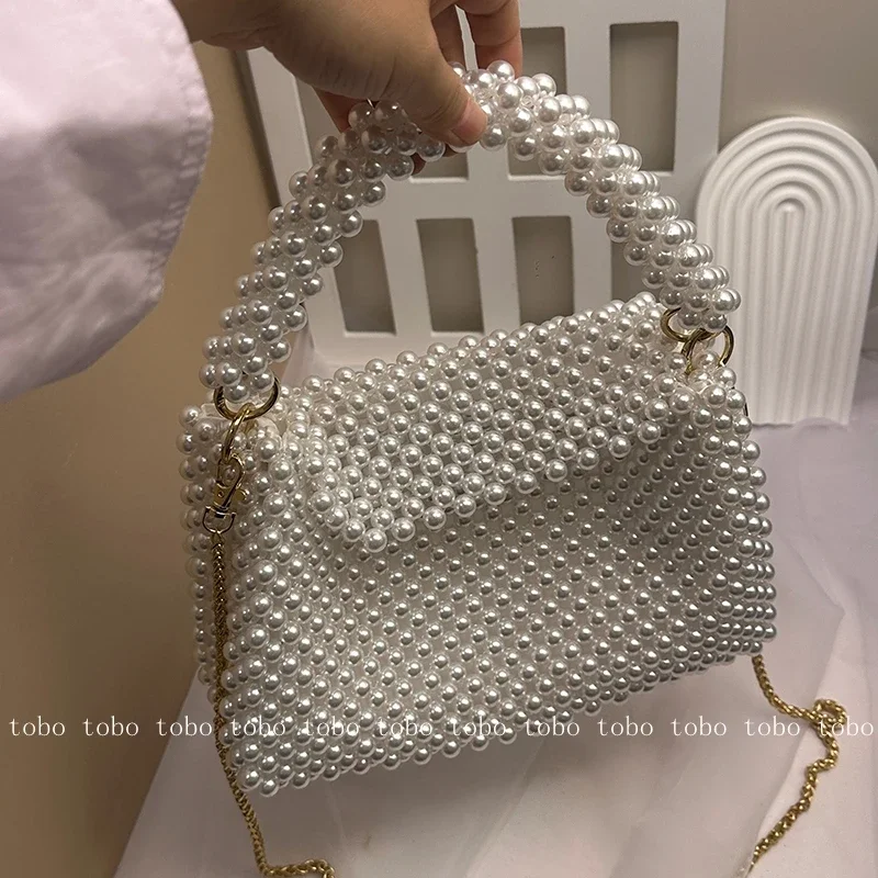 Ins 여성용 진주 비즈 지갑, 할로우 아웃 토트백,  - Wallet Chain Bag 리뷰 및 가격